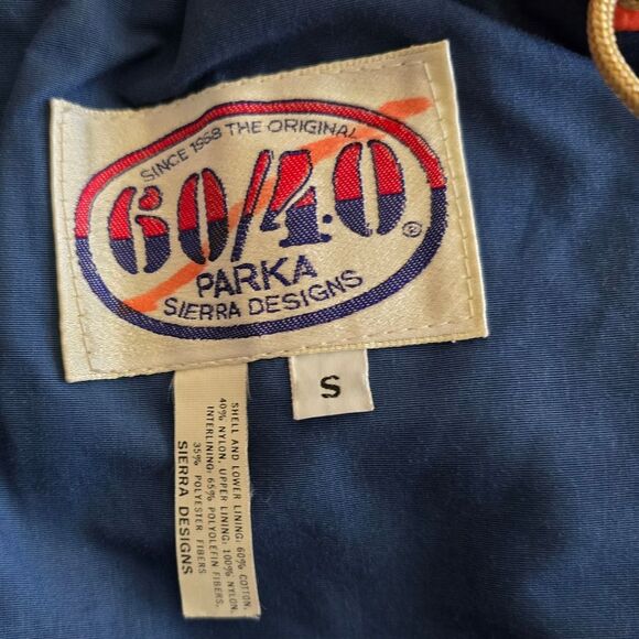 Vintage Sierra Designs 60/40 Mountain Parka Jacket S Blue Hood Rain Pockets - Picture 3 of 9
